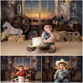 Buckin-Bronco Farm Cowboy Photo Background pour enfants anniversaire gâteau Smash toile de fond