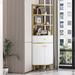 Mercer41 Xzayvien Corner Storage Bookcase Metal in Brown/White | 74.8 H x 18.9 W x 18.9 D in | Wayfair A989E9D5922940D5B0C75185EC6D11B9