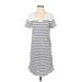 Gap Casual Dress - Mini V-Neck Short sleeves: White Color Block Dresses - Women's Size Small