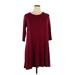 City Triangles Casual Dress - Mini Crew Neck 3/4 sleeves: Burgundy Print Dresses - Women's Size 1X