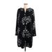 Merona Casual Dress - Shift V Neck 3/4 sleeves: Black Dresses - Women's Size Medium