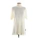 Casual Dress - Shift High Neck Short sleeves: Ivory Print Dresses - Women's Size 1