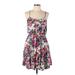 Fire Los Angeles Casual Dress - A-Line Scoop Neck Sleeveless: White Floral Dresses - Women's Size Large