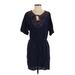 City Studio Casual Dress - Mini: Blue Print Dresses - Women's Size Small