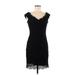 Bardot Cocktail Dress - Sheath V Neck Short sleeves: Black Print Dresses - Women's Size 6