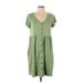 Lularoe Casual Dress - Shift Scoop Neck Short sleeves: Green Print Dresses - Women's Size X-Small
