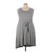 Jessica London Casual Dress - Fit & Flare: Gray Marled Dresses - Women's Size 22