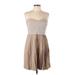 BCBGMAXAZRIA Cocktail Dress - A-Line Sweetheart Sleeveless: Tan Print Dresses - New - Women's Size 12