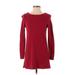 J.Jill Casual Dress - A-Line Crew Neck Long sleeves: Red Print Dresses - Women's Size X-Small