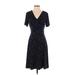 Ann Taylor Factory Casual Dress - Wrap: Blue Polka Dots Dresses - Women's Size X-Small