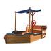 Pirate Ship Kids Sandbox Wooden Sandbox with Storage Bench and Seat Outdoor Sand Boxes for Kids Ages 3-8 Years Old Backyard 63 L x 30.7 W x 40.5 H Natural Wood
