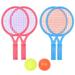 tennis set 2 Sets Small Size Childrens Tennis Racket Set Kindergarten Leisure Plastic Tennis Racket with 4pcs Tennis Balls for Boys Girls (Red + Blue)