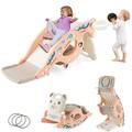 4 in 1Toddler Slide Rocking Toy Convertible Freestanding Slide for Kids/Basketball Hoop/Ring Toss Game/Rocking Horse