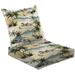 2-Piece Deep Seating Cushion Set Vintage Beautiful seamless island pattern Landscape palm trees beach Outdoor Chair Solid Rectangle Patio Cushion Set