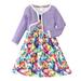 Toddler Fall Outfits For Girls Boys Long Sleeve Butterfly Floral Print Coat And Dress 2Pcs Clothes For Children Kids Clothes Baby Clothing Sets Purple 4 Years-5 Years 5Y(4 Years-5 Years)