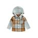 Canrulo Infant Toddler Baby Boys Shirts Plaids Long Sleeve Hooded Turn-Down Collar Button Hoodies Fall Tops Light Gray 18-24 Months