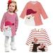 Esaierr Kids Baby Girls Christmas Dress Toddler Clothes Long Sleeve Christmas Reindeer Striped Little Girl Cotton Casual Christams Tunic Shirt Clothes 9M-6Y Infant Princess Dress