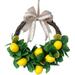16 Inch Lemon Wreath Spring Summer Wreath For Front Door With Artificial Lemon Fruit Bow And Green Leaves Half Coverage Fruit Wreath For Home Wall Window Kitchen Porch Indoor Outdoor DÃ©cor