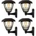 Solar Powered Wall Lanterns - 4 Pack Outdoor 10 Lumen LED Solar Lights Wall Sconce with Wall Mount Kit