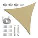 ColourTreeUSA Triangle Sun Shade Sail w/Hardware Kit + Cable Ropes HDPE Mesh Fabric Screen Canopy UV Block 190 GSM 28 x 28 x 28 - Sand Beige