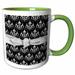 Elegant Black and White Chandelier Damask Faux Diamond Ribbon 15oz Two-Tone Green Mug mug-102637-12