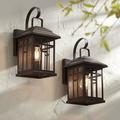 John Timberland Outdoor Wall Lights Set of 2 Fixture Carriage Style Bronze 12 1/2 Clear Glass Lantern Exterior House Porch Patio