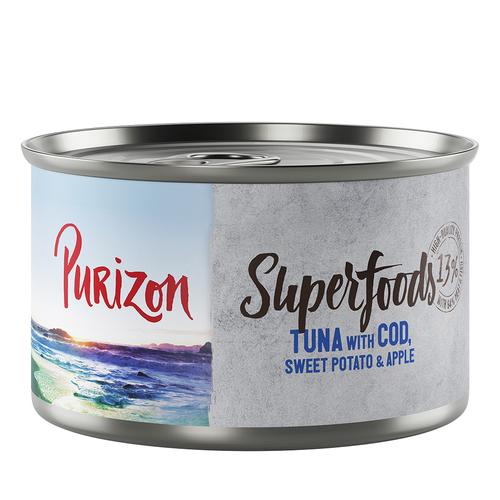 24x 140g Superfoods Thunfisch mit Kabeljau, Süßkartoffel und Apfel Purizon Hundefutter nass