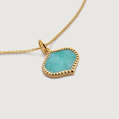 Lotus Gemstone Pendant Charm Necklace Set