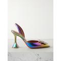 Amina Muaddi - Begum Swarovski Crystal-embellished Metallic Leather Slingback Pumps - Multi