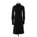 Ann Taylor Casual Dress - Sweater Dress Turtleneck Long sleeves: Black Print Dresses - Women's Size Small