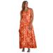 Plus Size Women's Stretch Cotton Tank Maxi Dress by Jessica London in Orange Circle Dye (Size 34/36)