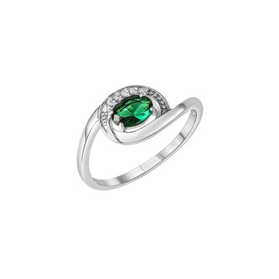 Fingerring VIVANCE "925-Sterling Silber rhodiniert Zirkonia" Gr. 56, grün, Fingerringe, Damen, 056 (17,8), Silber 925 (Sterlingsilber) Image