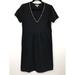 Burberry Dresses | Burberry Babydoll Plaid Trim V-Neck Dress Cotton Stretch Black Size Large | Color: Black | Size: L