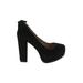 Steve Madden Heels: Pumps Chunky Heel Cocktail Party Black Print Shoes - Women's Size 8 - Round Toe