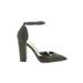 Aldo Heels: D'Orsay Chunky Heel Cocktail Party Green Print Shoes - Women's Size 6 1/2 - Pointed Toe