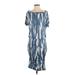 Veronica M. Casual Dress - Sheath Boatneck Short sleeves: Blue Print Dresses - Women's Size Small
