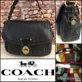Coach Bags | Coach Black Leather Fold-Over Flap Turn-Lock Hobo Shoulder Purse Bag | Color: Black/Gold | Size: Os