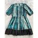 Jessica Simpson Dresses | Jessica Simpson Dress 14 Turquoise Print 3/4 Sleeve Pleated Flounce Tiered | Color: Blue | Size: 14