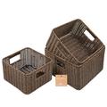 Wicker Storage Basket | Storage Cubes, Storage Baskets for Organizing | Wicker Baskets for Storage Organizer | Storage Cubes, Woven Basket for Organization and Storage | Rustic Brown, Set of 3