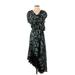 Haute Hippie Casual Dress - Midi V Neck Short sleeves: Black Floral Dresses - Women's Size Small