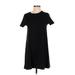 OAK + FORT Casual Dress - Shift High Neck Short sleeves: Black Solid Dresses - Women's Size Small