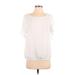 New York & Company Short Sleeve Blouse: White Polka Dots Tops - Women's Size Small