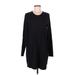 Athleta Casual Dress - Shift Crew Neck Long sleeves: Black Print Dresses - Women's Size Medium