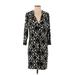 Banana Republic Factory Store Casual Dress V Neck 3/4 Sleeve: Black Dresses - Women's Size Small