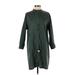 Alpha 60 Casual Dress - Shirtdress Mock 3/4 sleeves: Green Print Dresses - Women's Size 2X-Small