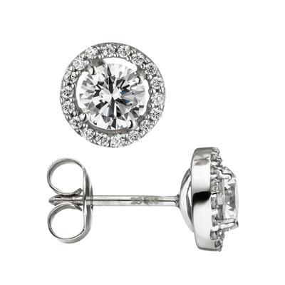 Paar Ohrstecker JOBO "Ohrringe mit 38 Zirkonia", weiß (weißgold 333), Ohrringe, Damen, Weißgold 333, 333 Weißgold Image