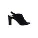 Via Spiga Heels: Slingback Chunky Heel Chic Black Print Shoes - Women's Size 8 - Open Toe
