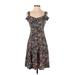 MNG Casual Dress - A-Line: Black Floral Dresses - Women's Size 2