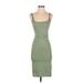 Zara Casual Dress - Midi Square Sleeveless: Green Print Dresses - Women's Size Small