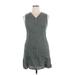 Lina Tomei Casual Dress - Shift V Neck Sleeveless: Gray Print Dresses - Women's Size X-Large